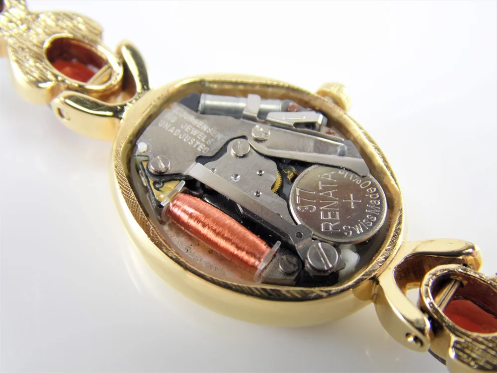 Rare Vintage Womens Ladies Gold Jules Jurgensen Ruby,Topaz